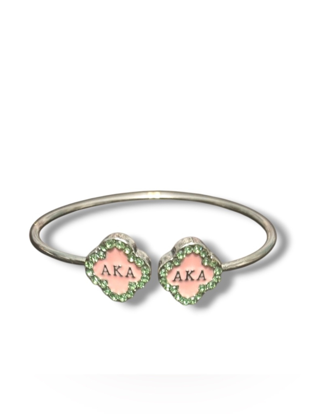 AKA Pink & Green Clover Shaped Single Bangle Bracelet